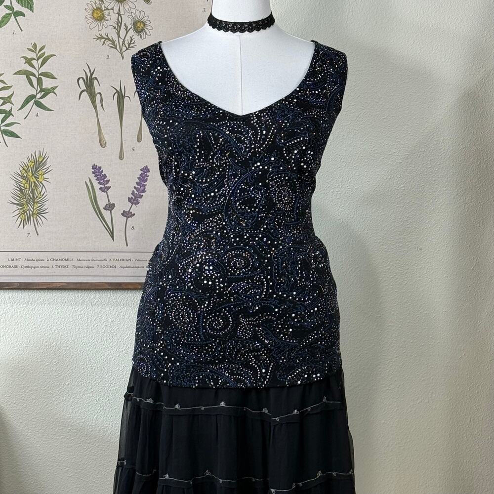 Y2k Glitter Slinky Stretch Sleeveless Top Whimsigoth Romantic Goth Witchy 1X 2X